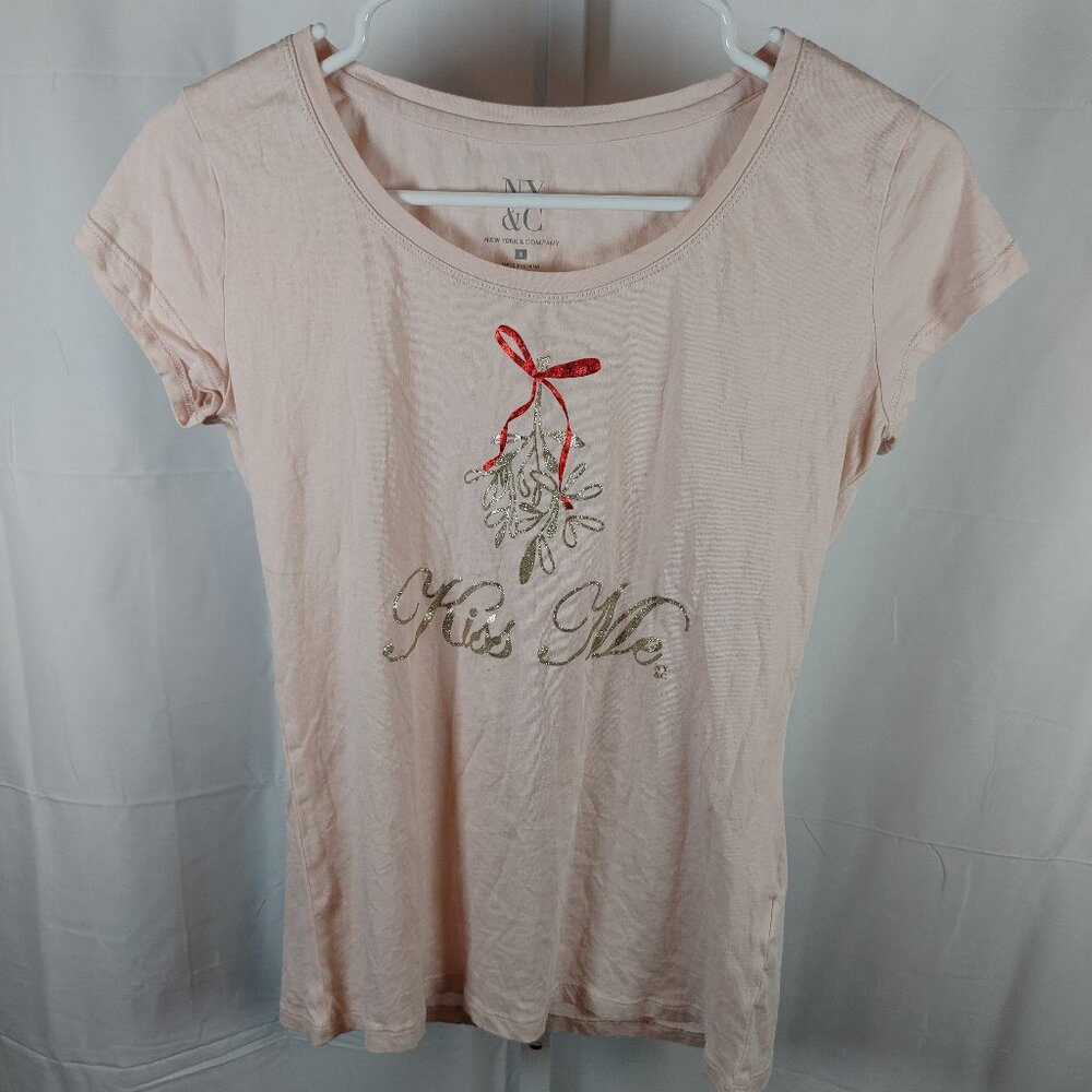 NY&C Size S T-Shirt Women Casual Pink Short Sleeve Round Neck
